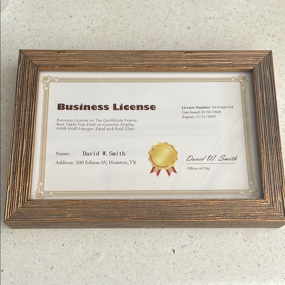 Business license frame gold boss entrepreneur